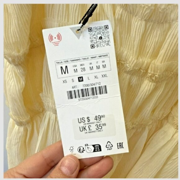 Zara Little Bow Textured Beige Black Straps Mini Dress Size M Feminine Beach Fun - Picture 7 of 9